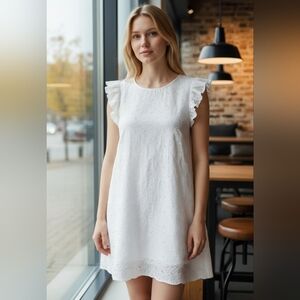VALENTINA NALDI | Eyelet Lace Lined White Cotton Summer‎ Bridal Beach Dress | 2X